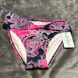 Beach diva Pink and Black Paisley Bikini Bottom 8 nwt